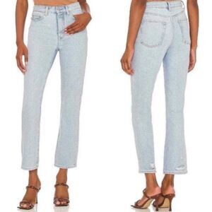 Lovers + Friends Reece High‑Rise Slim Straight Palms Jeans Light Wash Denim 28